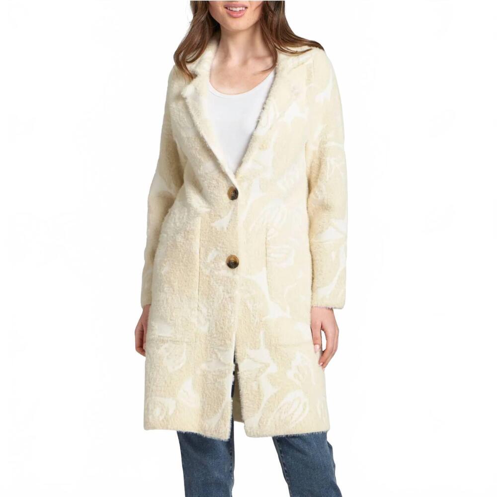NEW APNY women's neutral cozy long cardigan coat in natural